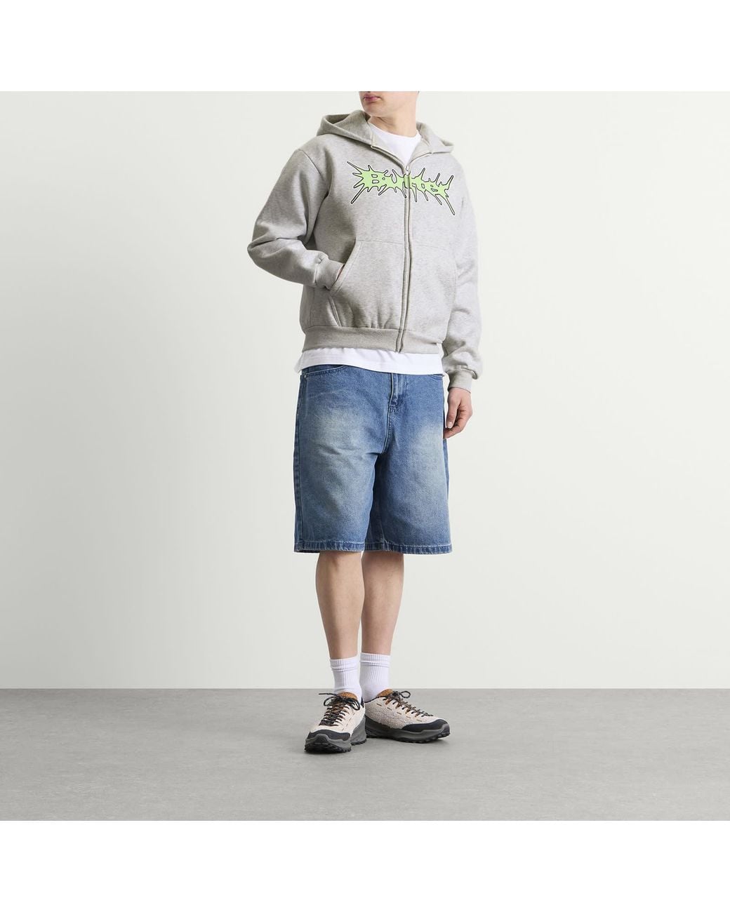 Butter Goods Gray Nail Logo Zip Hoodie for men