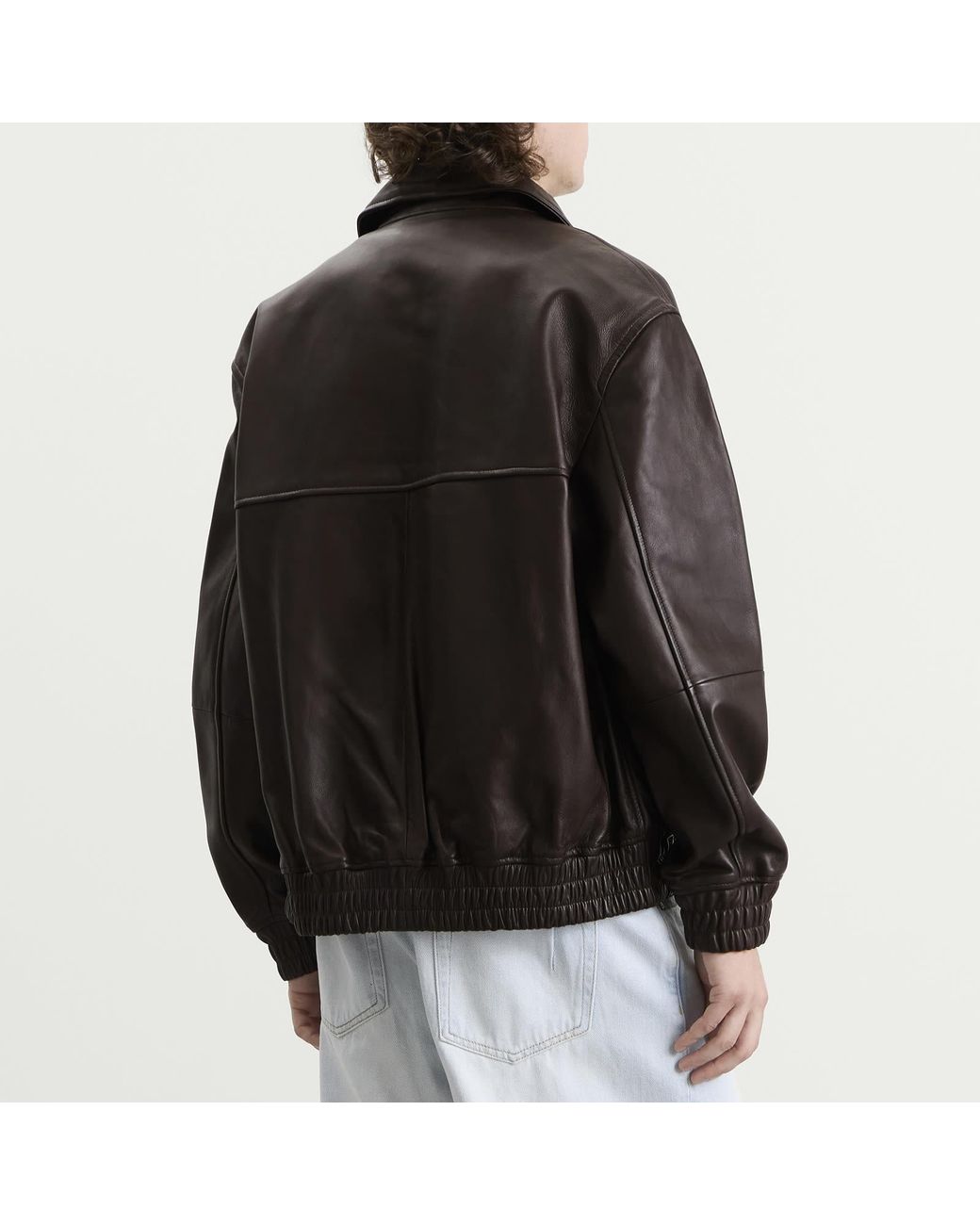 Studio Nicholson Black Piston Leather Bomber Jacket for men