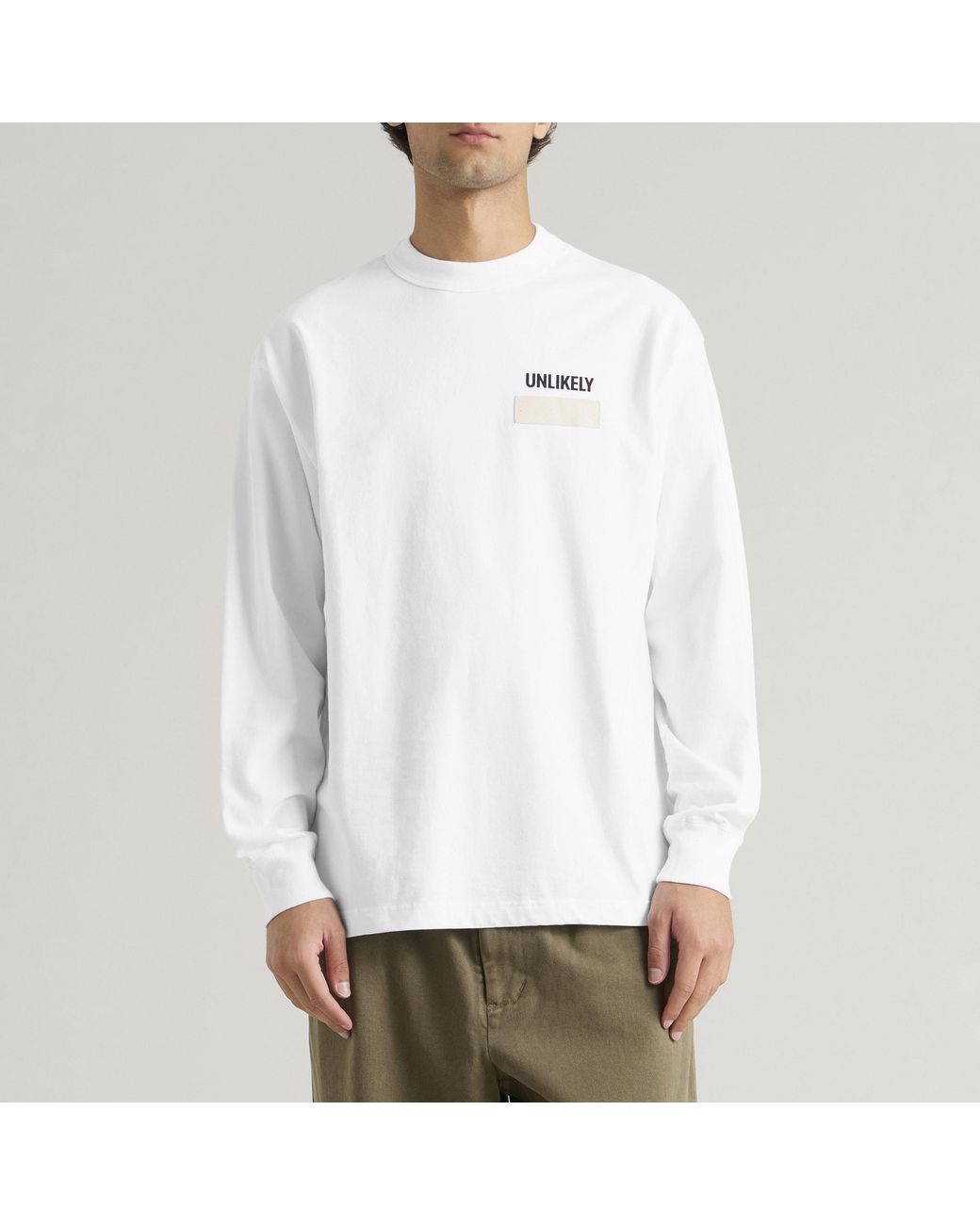 Unlikely Dry Goods White Long Sleeve Team T-Shirt for men