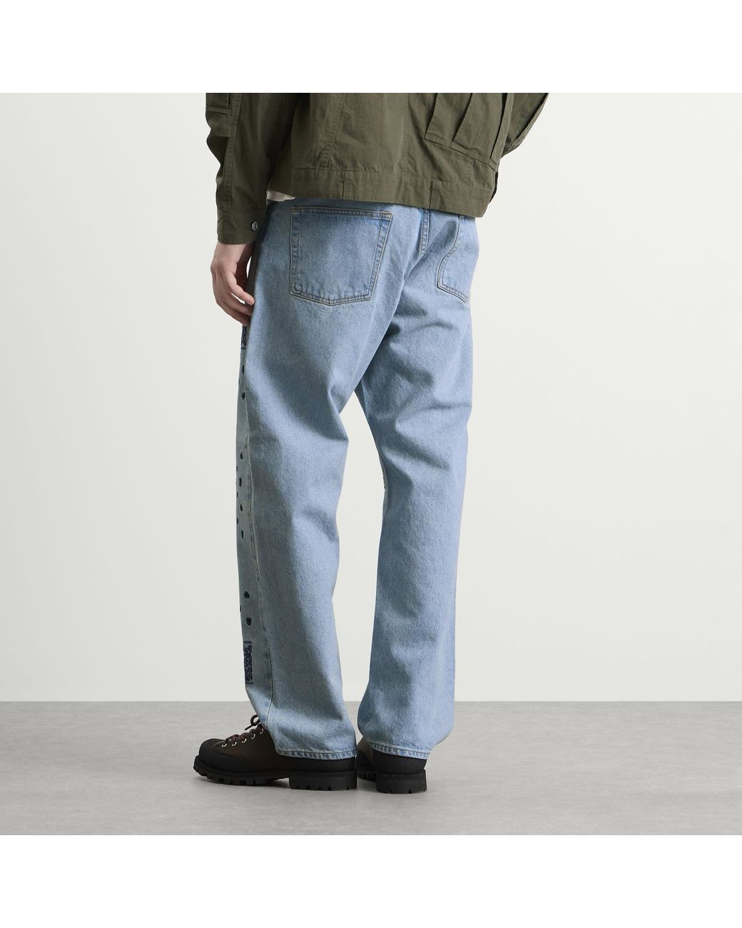 Nomarythm Textile Blue Bandana Embroidery Denim Jeans for men