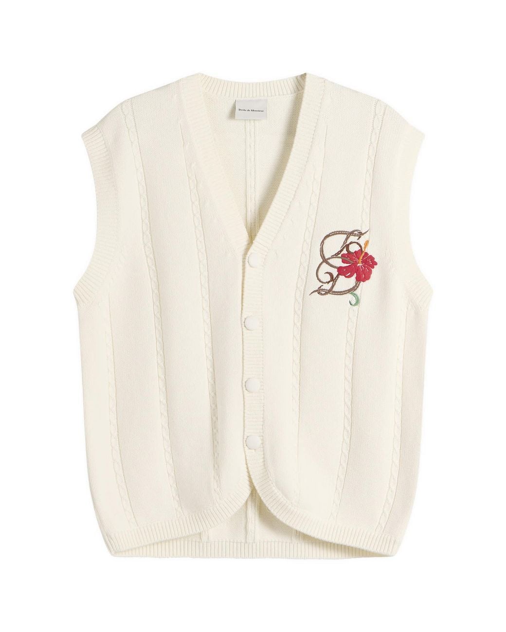 Drole de Monsieur White Havana Embroidered Cardigan for men