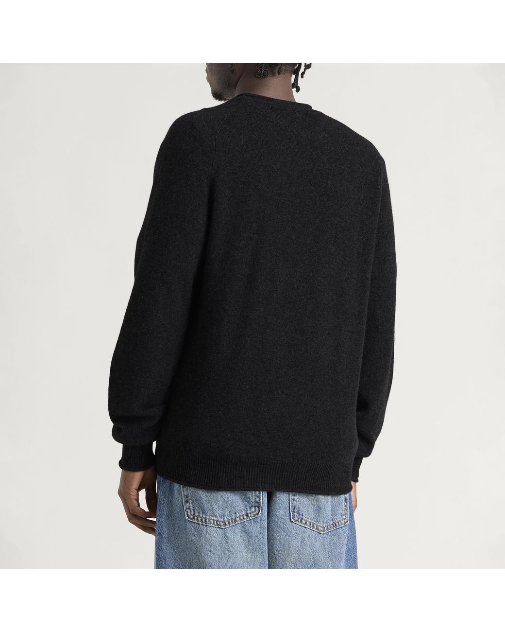 Pittari Black Usk Lambswool Roll Collar Jumper for men