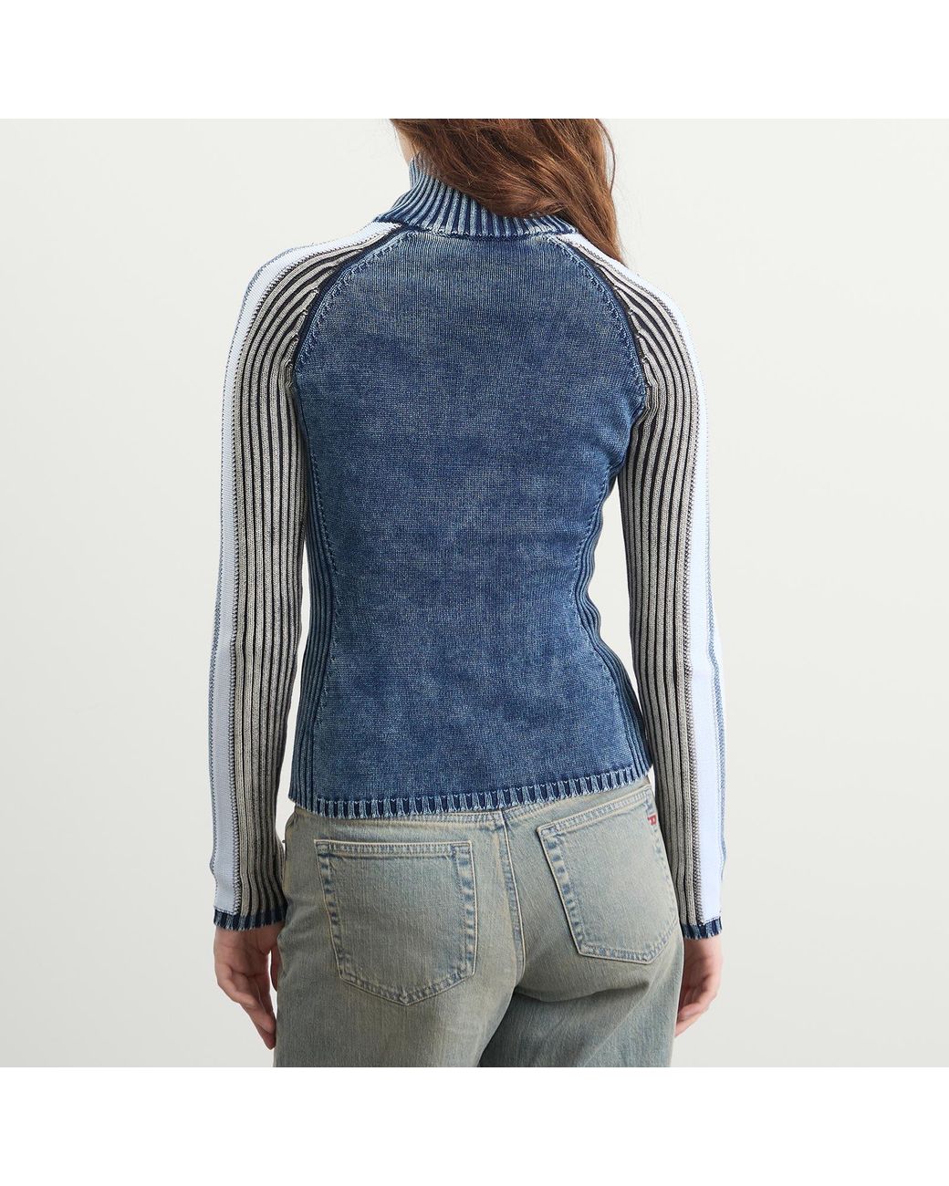 DIESEL Blue M-Estrella Ribbed Jacket