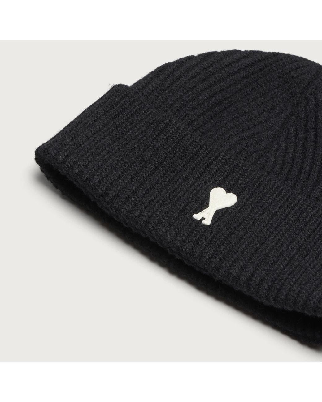 AMI Black Merino Wool Adc Beanie for men