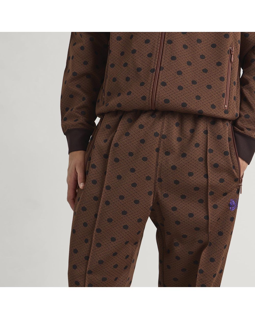 Needles Brown Poly Jacquard Track Pants for men