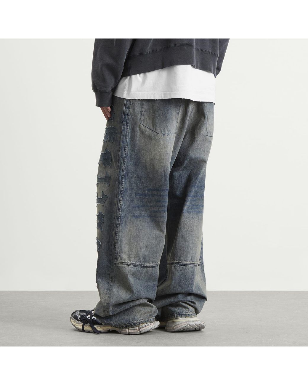 Balenciaga Blue Patch Logo Baggy Jeans for men