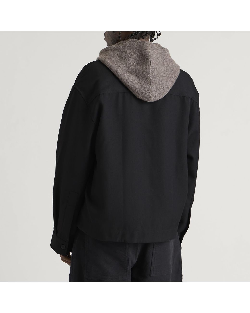 Studio Nicholson Black Rrick Tech Wool Open Collar Shirt for men
