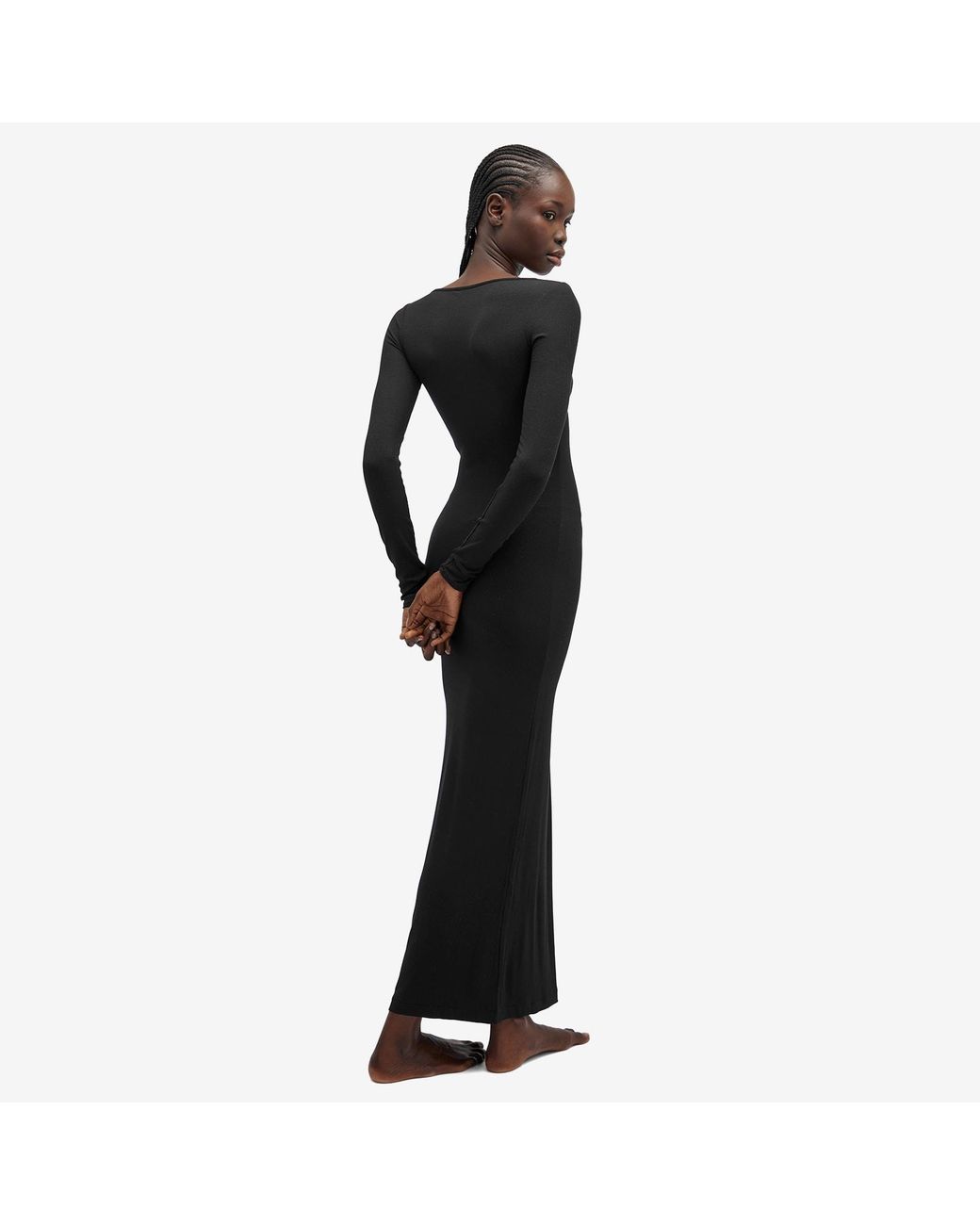 Skims Soft Lounge Long Sleeve Dress in Black | Lyst UK