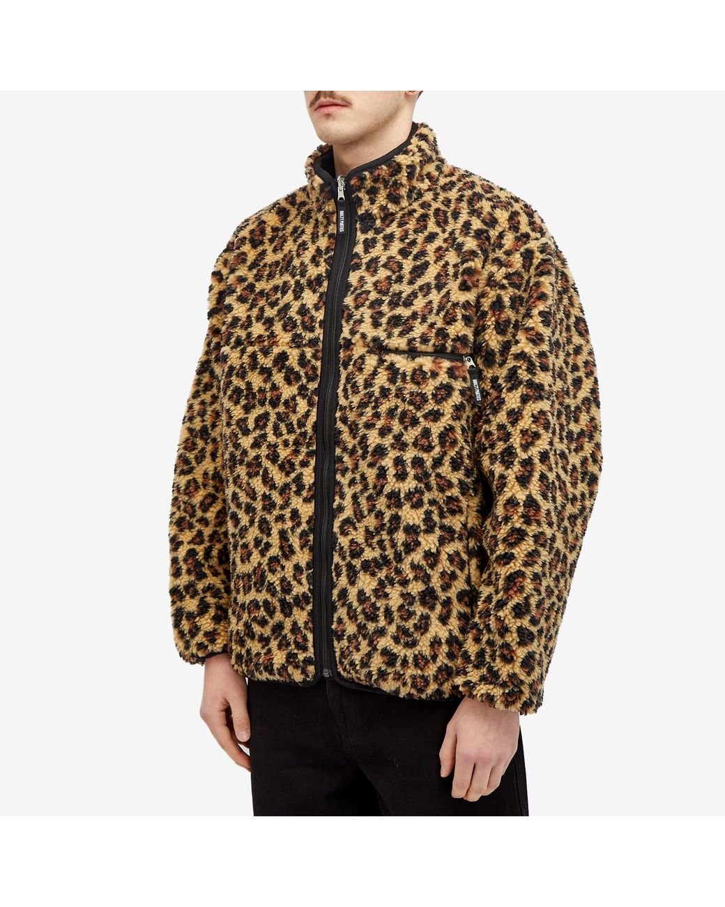 Wacko Maria Reversible Leopard Fleece Jacket in Brown for Wacko Maria Reversible Leopard Fleece Jacket in Brown for