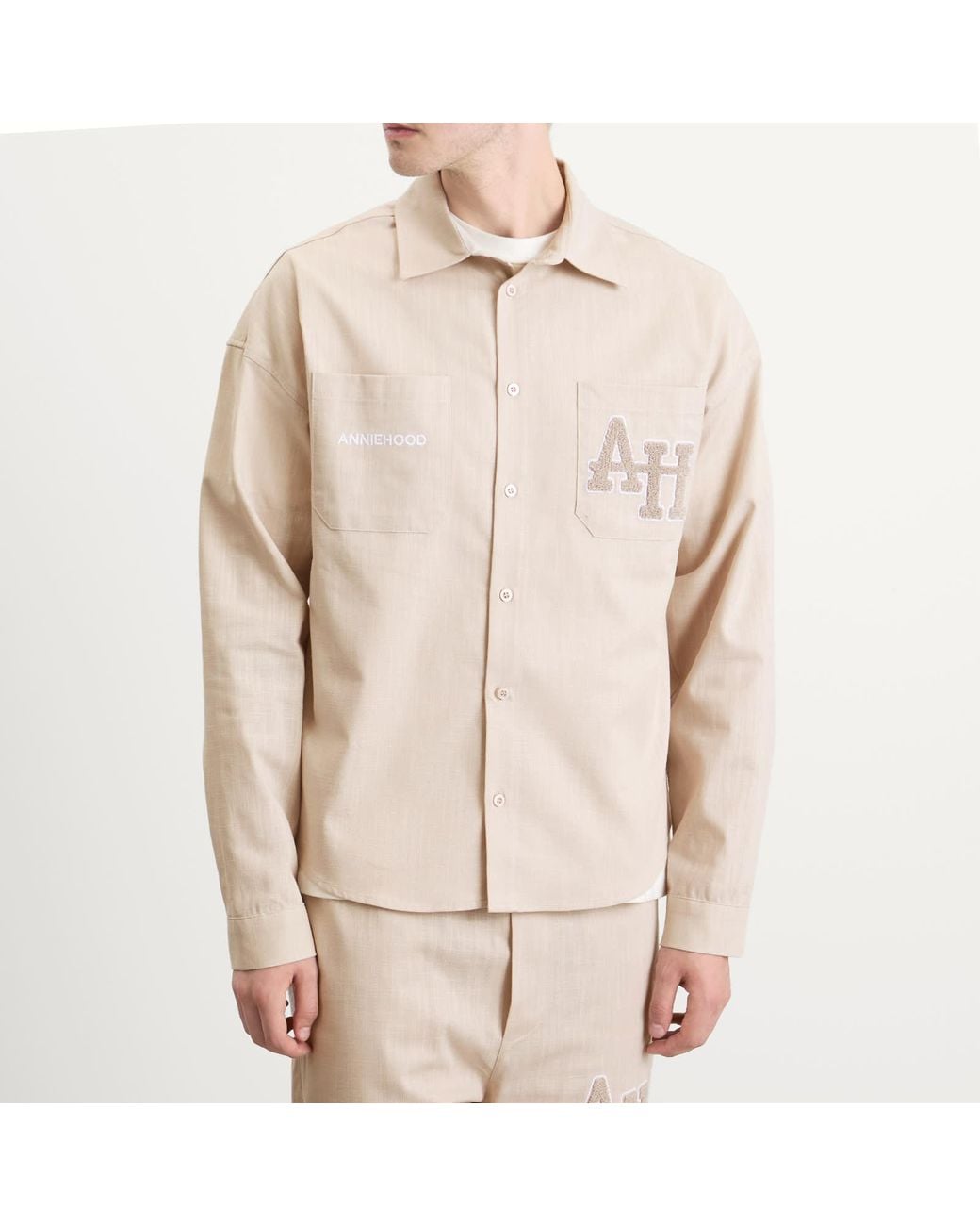 Annie Hood Natural College Linen Shirt for men