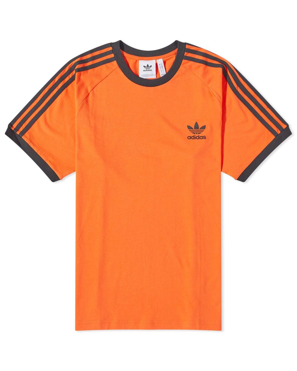 adidas 3 Stripe T-shirt in Orange for Men | Lyst