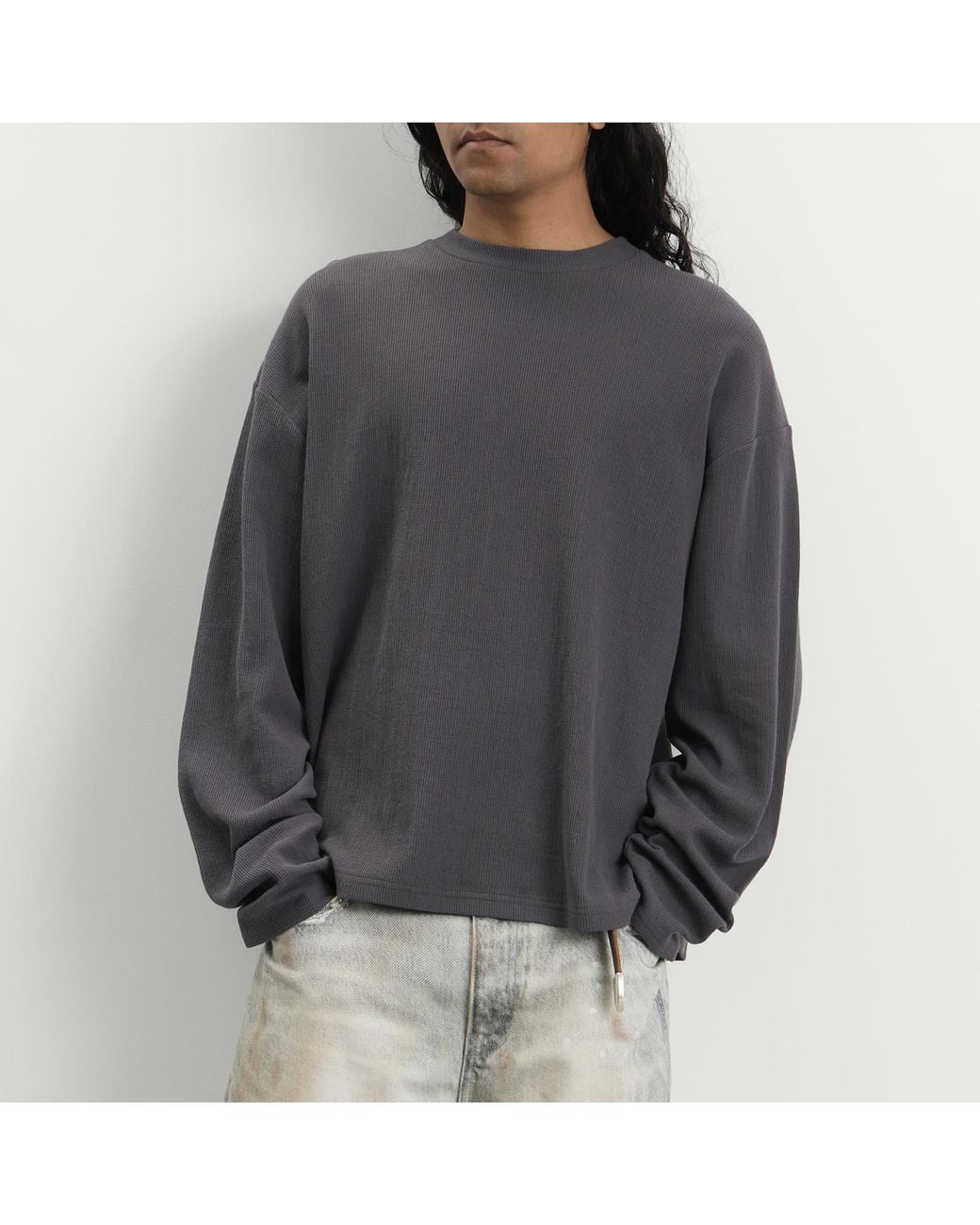 Won Hundred Gray Steven Long Sleeve Ribbed T-Shirt for men