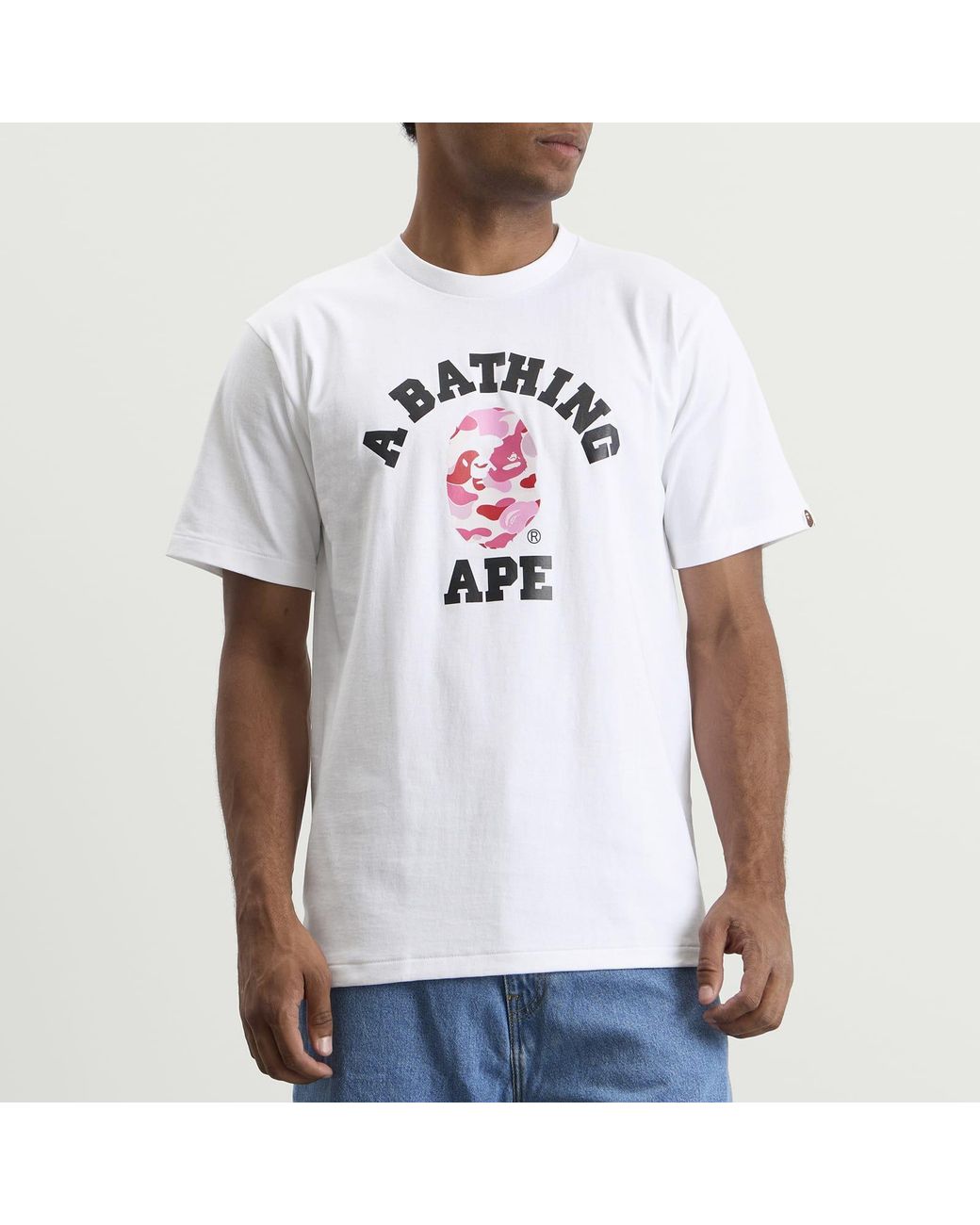A Bathing Ape White Abc Camo College T-Shirt for men