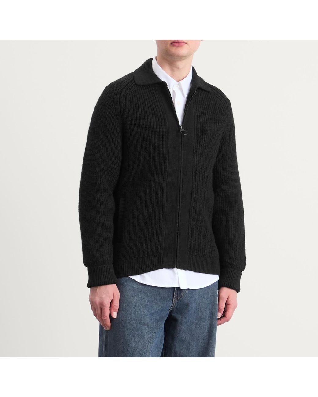 Barbour Black Heritage + Garthman Zip Cardigan for men