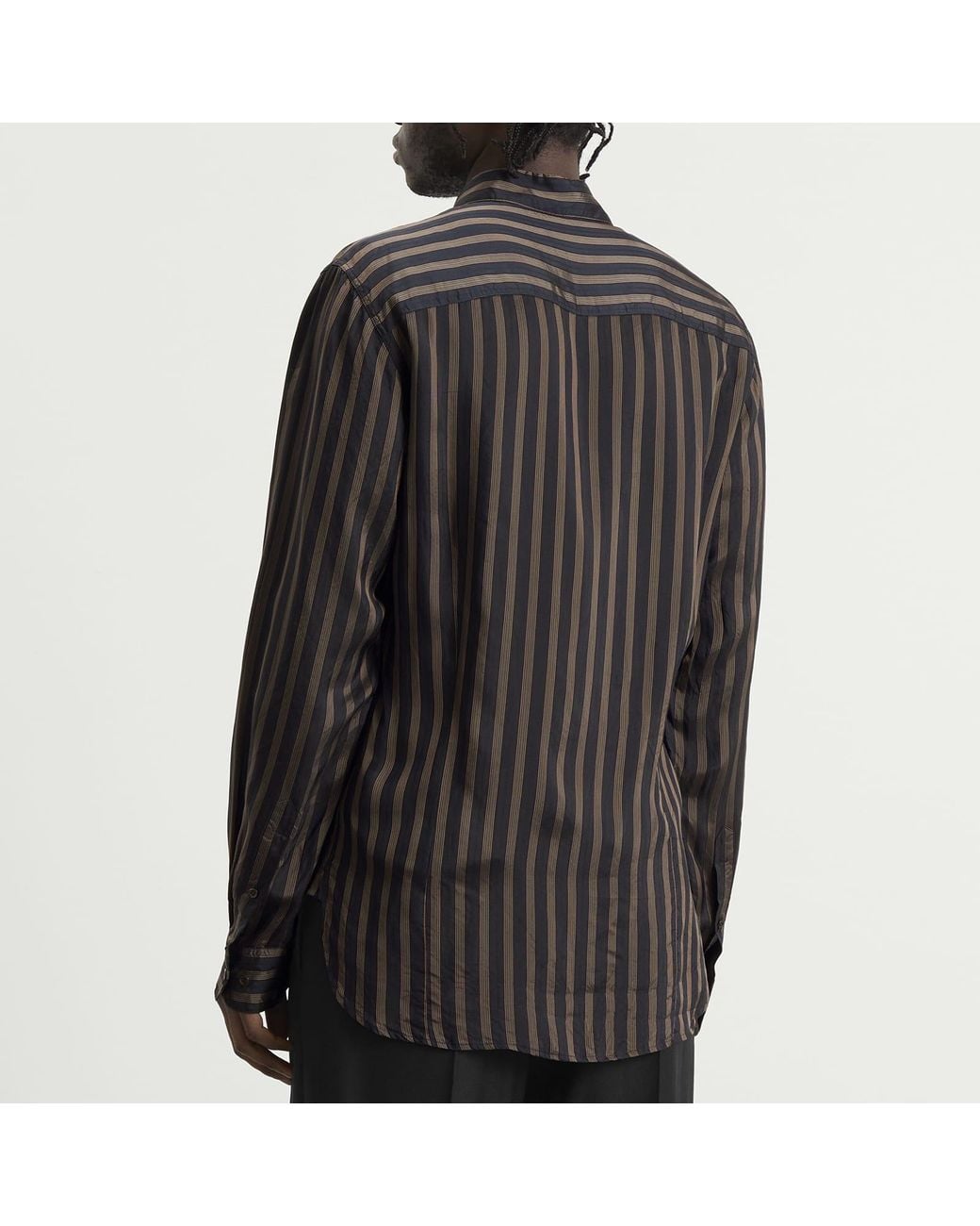 Dries Van Noten Black Stripe Cupro Shirt for men