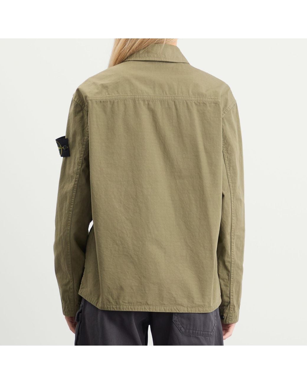 Stone Island Green Ripstop Zip Shirt Jacket