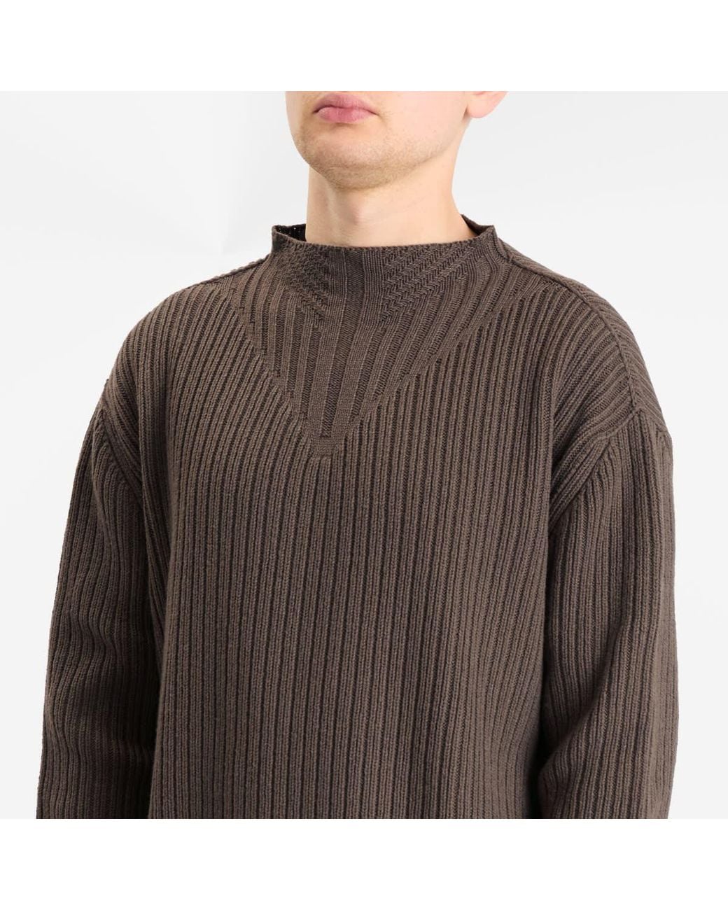 Rick Owens Brown Fisherman Rib Crew for men
