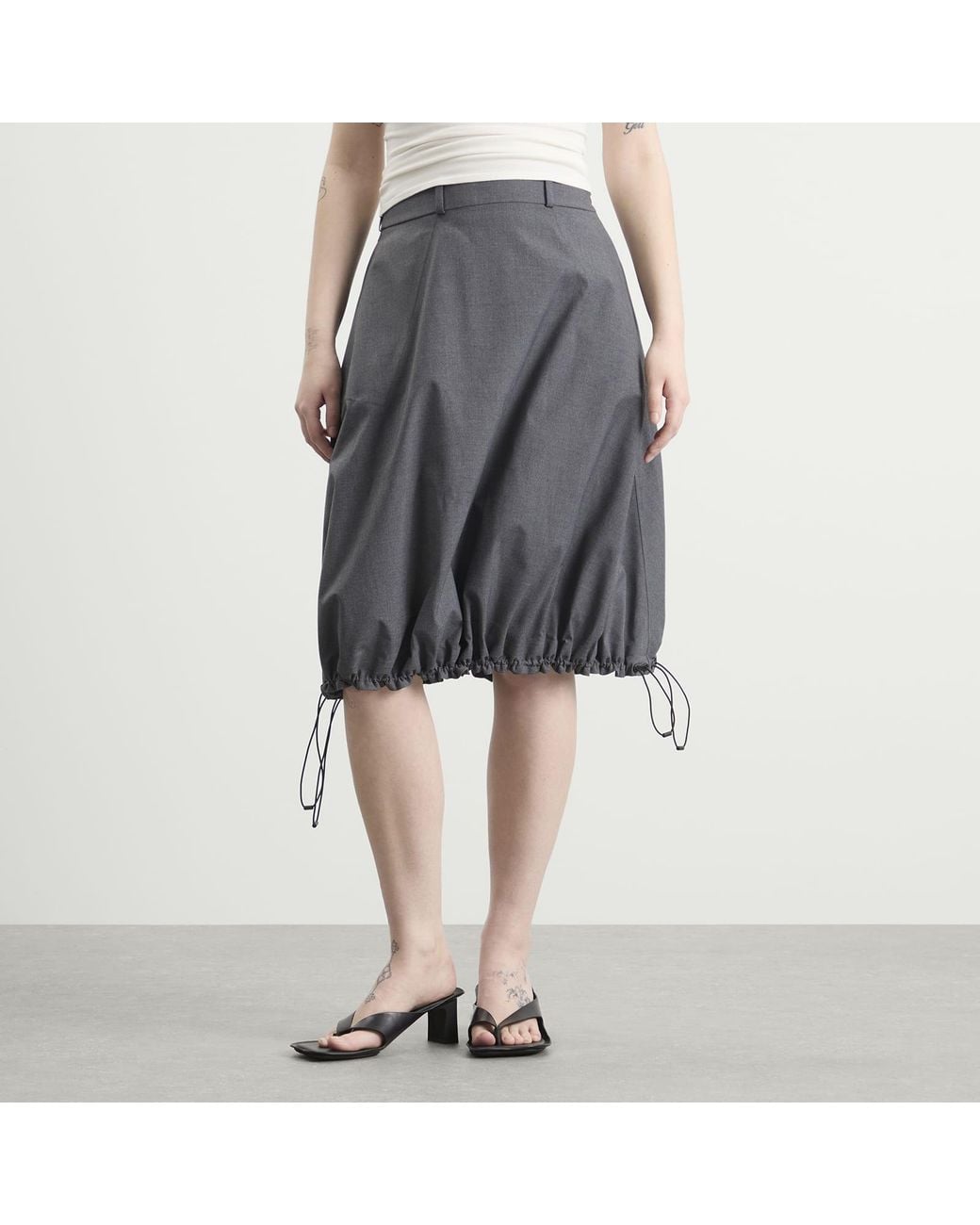 Coperni Gray Technical Tailored Balloon Midi Skirt