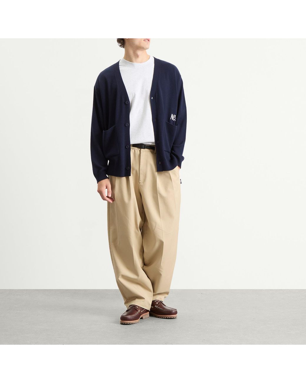 N!CE Natural Double Pleat Belted Trousers for men