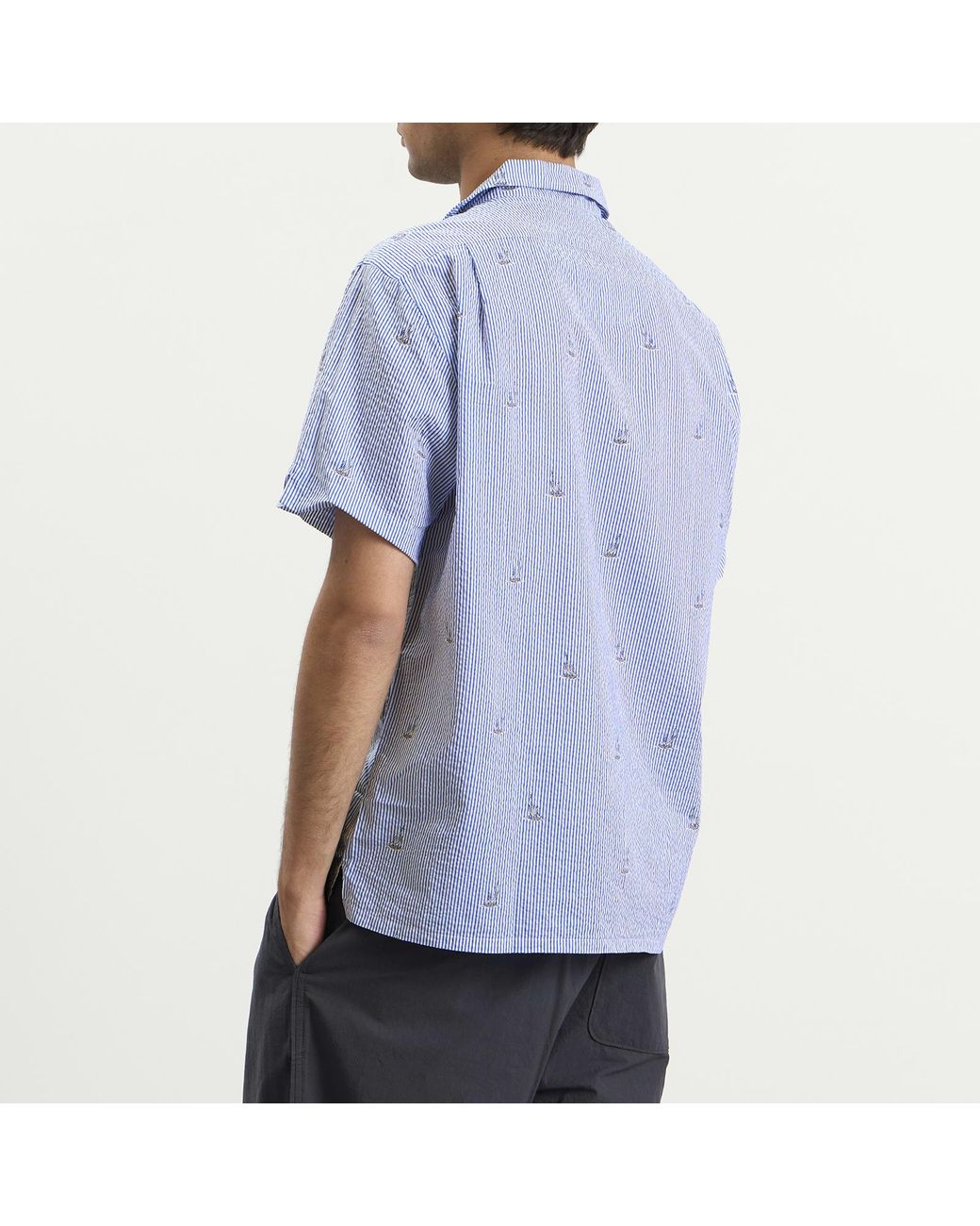 Polo Ralph Lauren Blue Seersucker Sailboat Short Sleeve Shirt for men