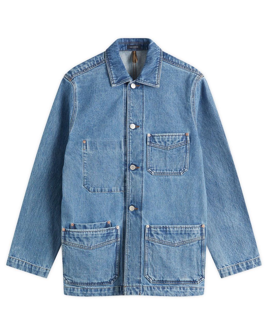 Drake's Selvedge Denim Chore Jacket in Blue for Men | Lyst