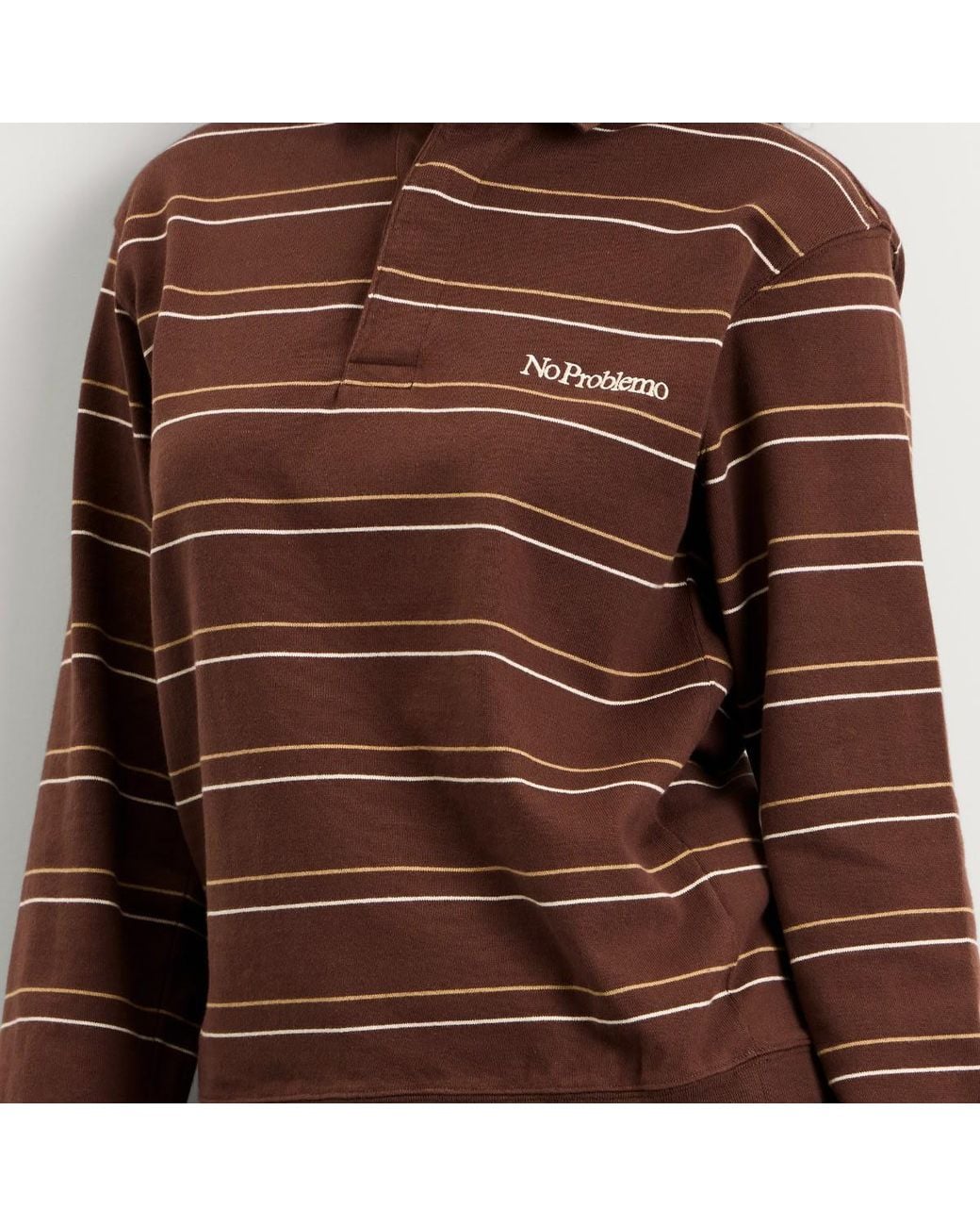 No Problemo Brown Striped Ls Rugby Shirt