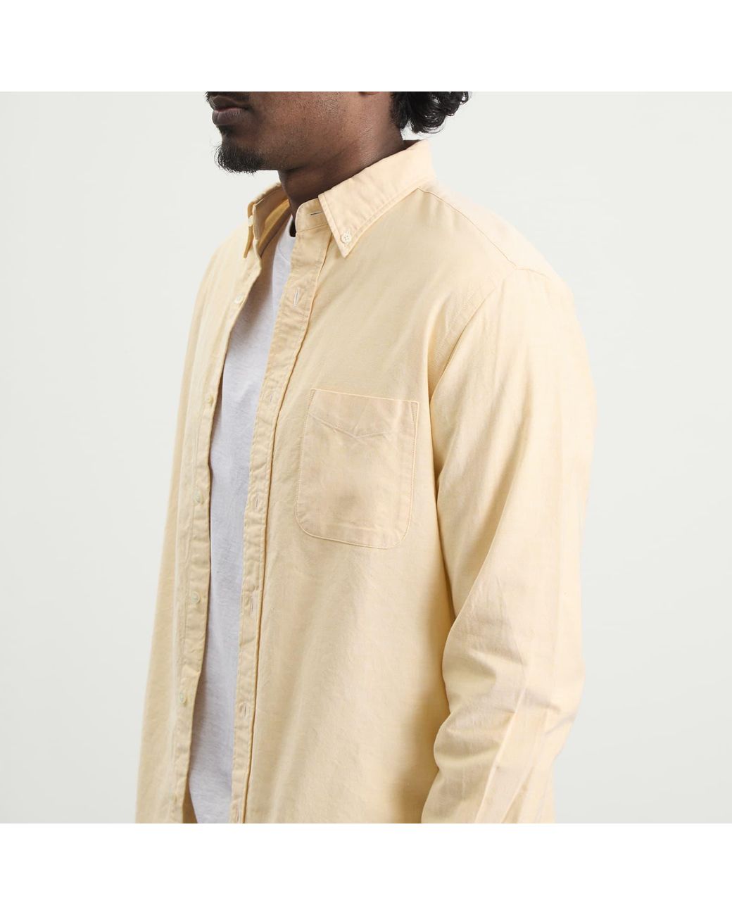 Beams Plus Natural Button Down Oxford Shirt for men