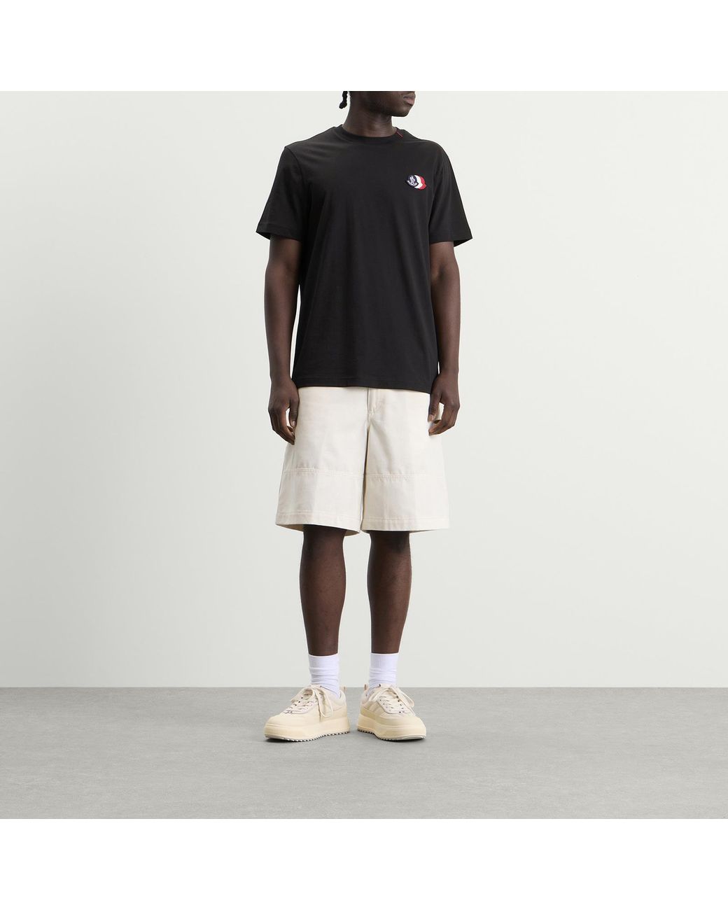 Moncler Black Cotton Patch Logo T-Shirt for men