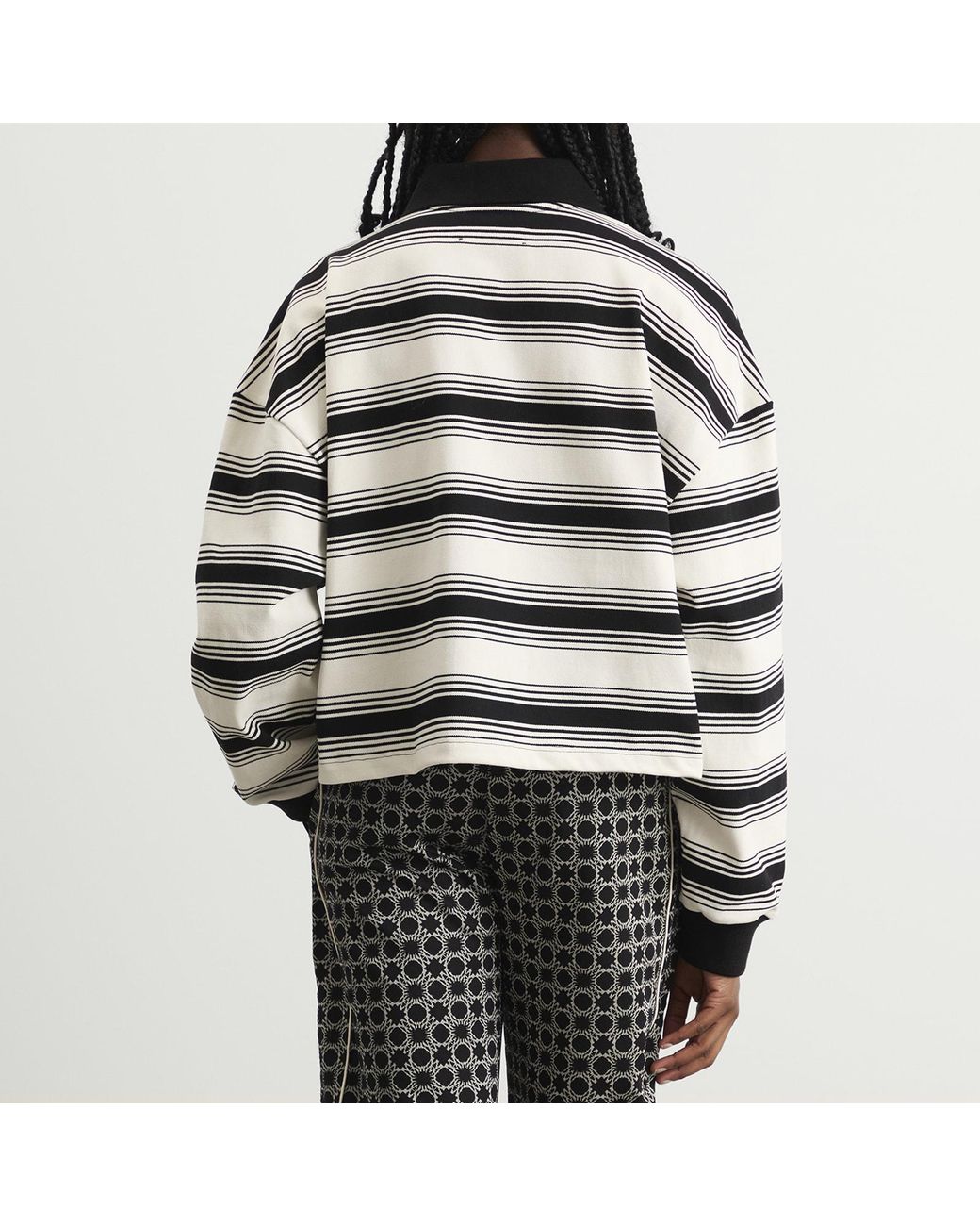 Amiri Gray Ma Stripe Oversized Polo Top