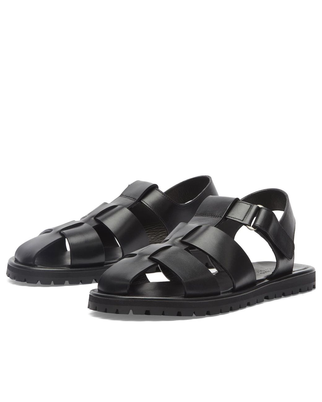 Studio Nicholson Black Sandom Leather Fisherman Sandal for men