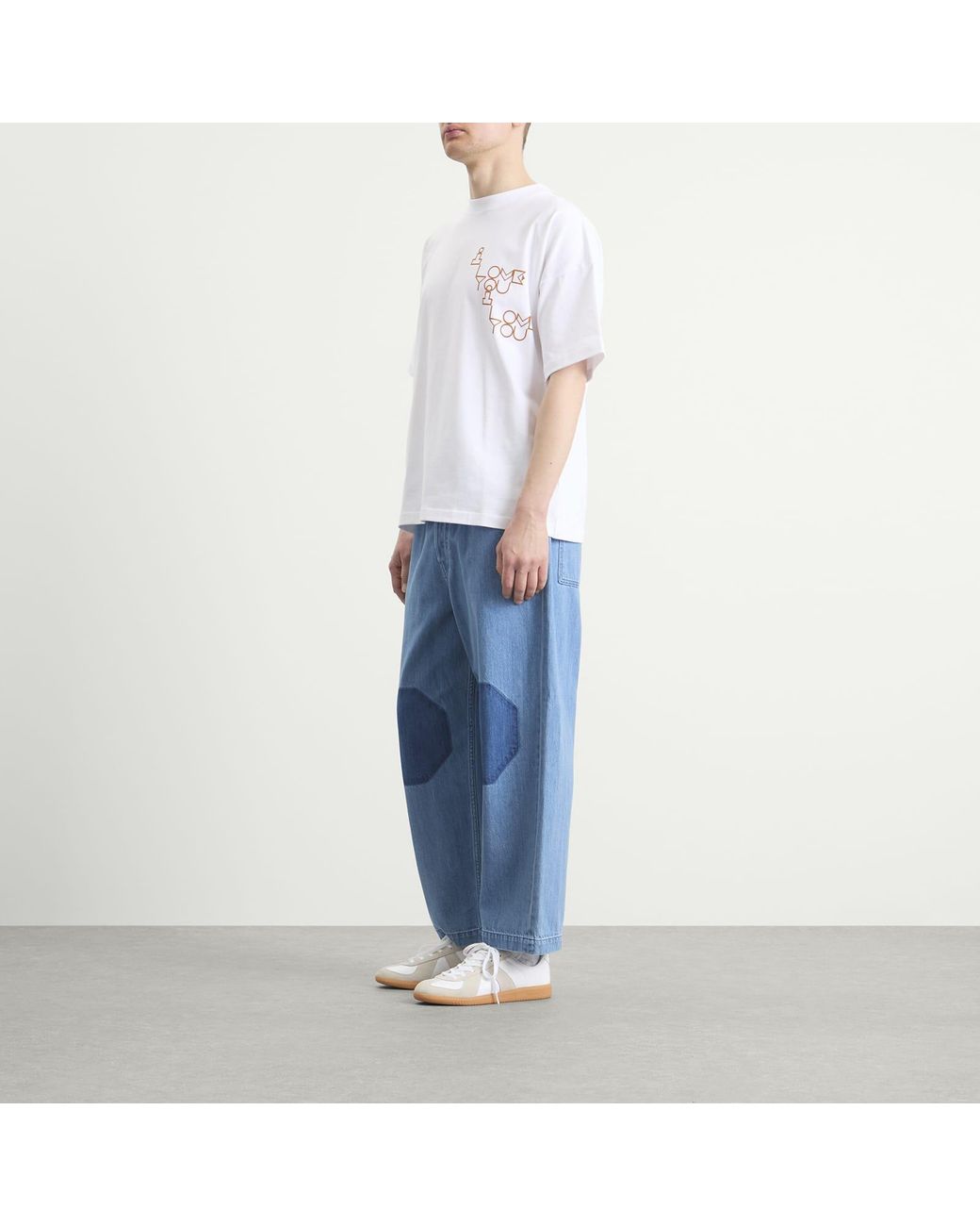 EBIT Blue Octagon Patch Denim Jeans for men