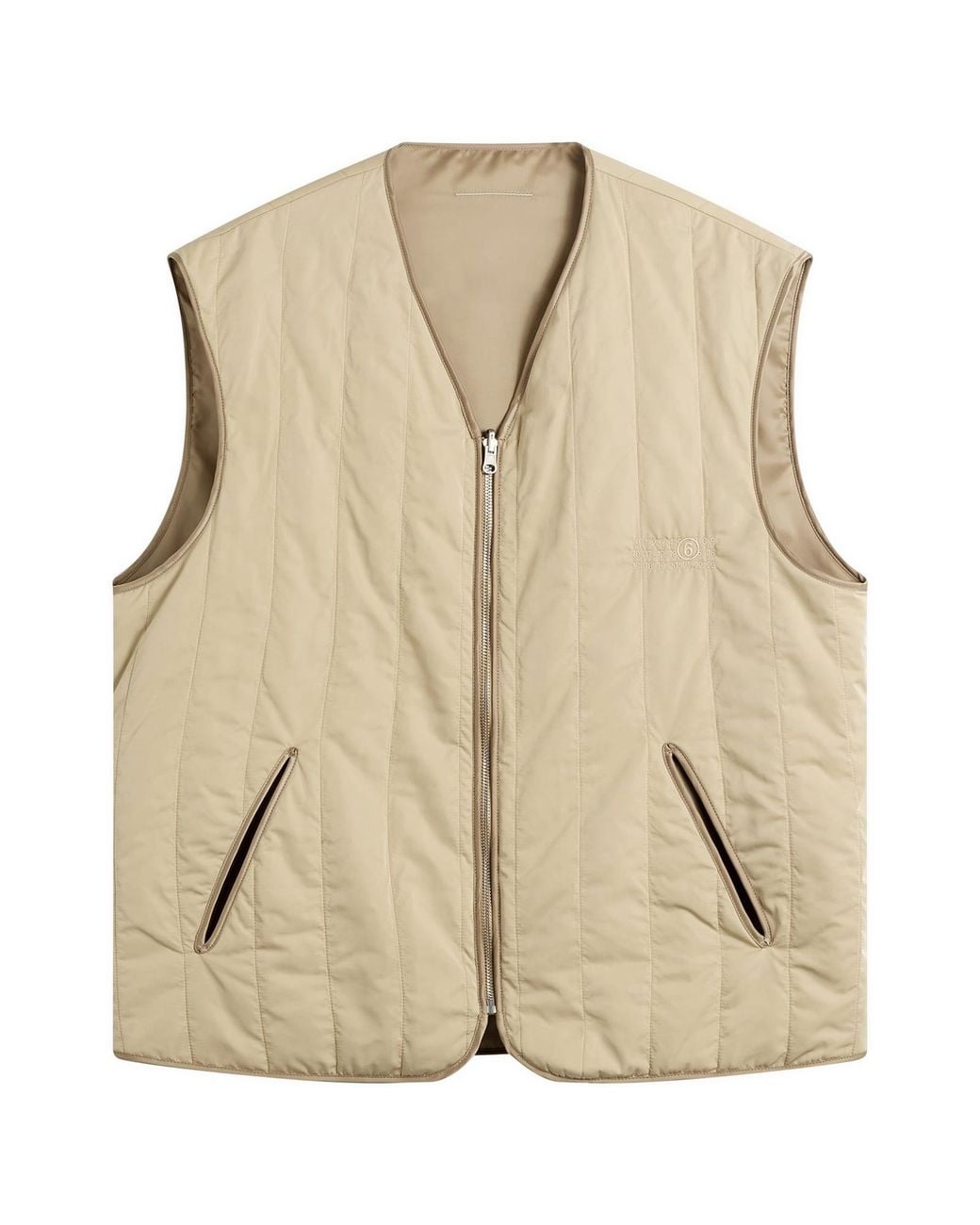 Maison Margiela Natural Mm6 Light Padded Collarless Gilet for men