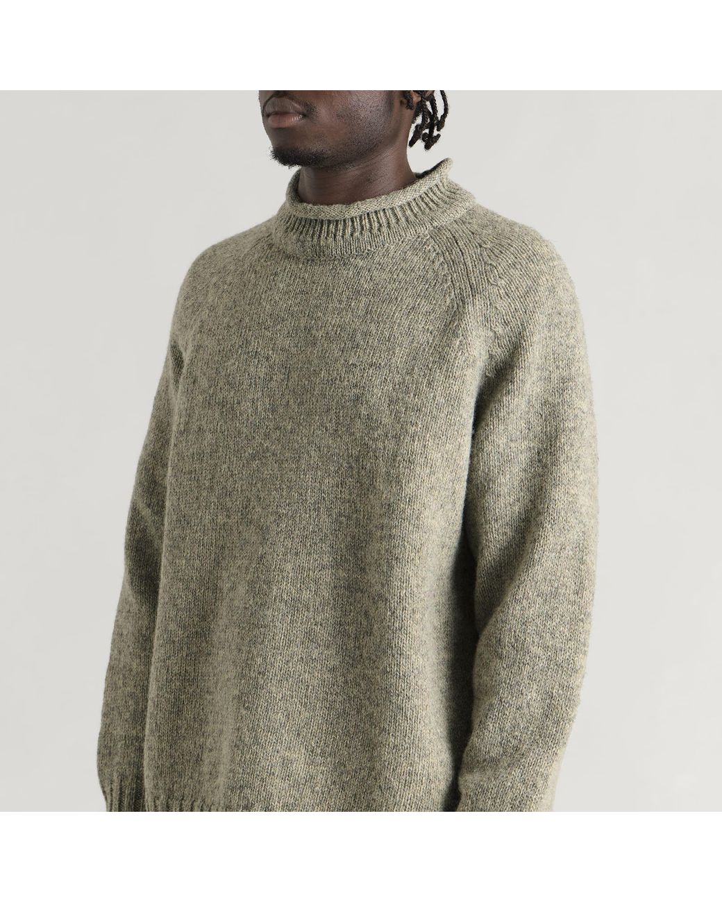 Pittari Gray Seti Heritage Lambswool Roll Collar Jumper for men