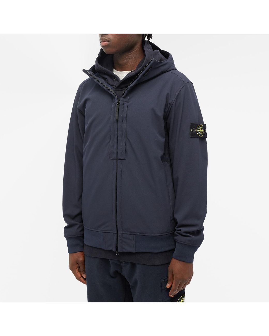 Stone island soft shell jacket blue sales