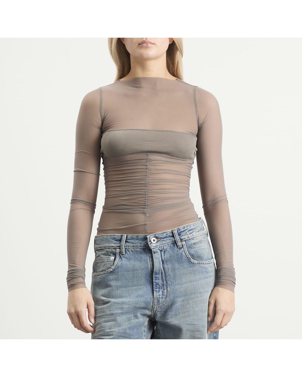 Rick Owens Brown Temple Top With Bandeau