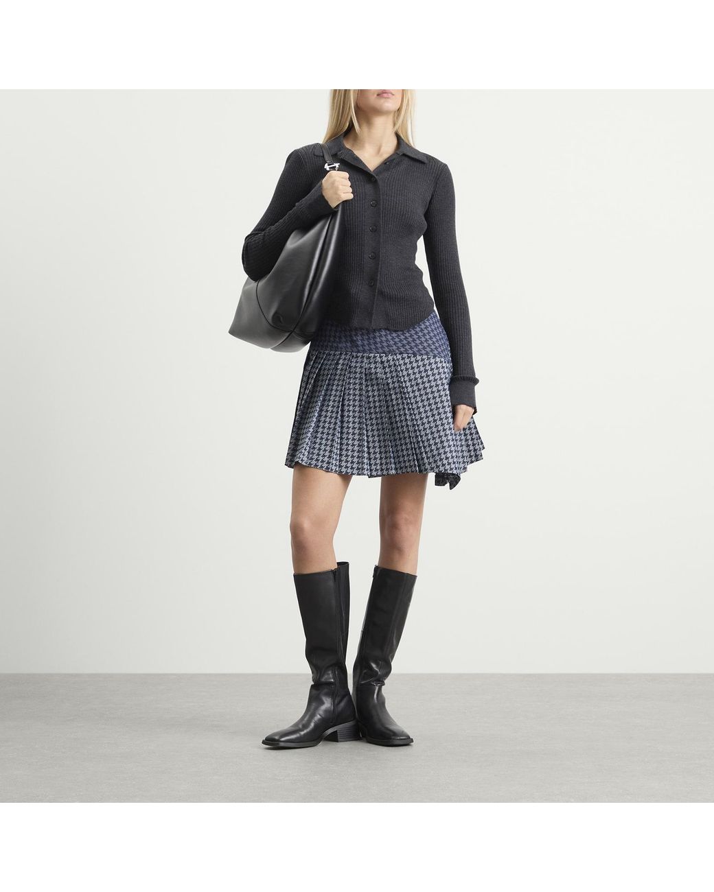 Tolu Coker Gray Kilt Skirt Mini