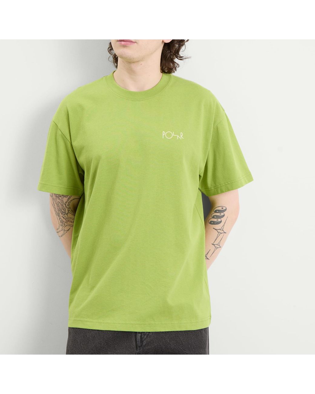 POLAR SKATE Green Stroke Logo Contrast T-Shirt for men