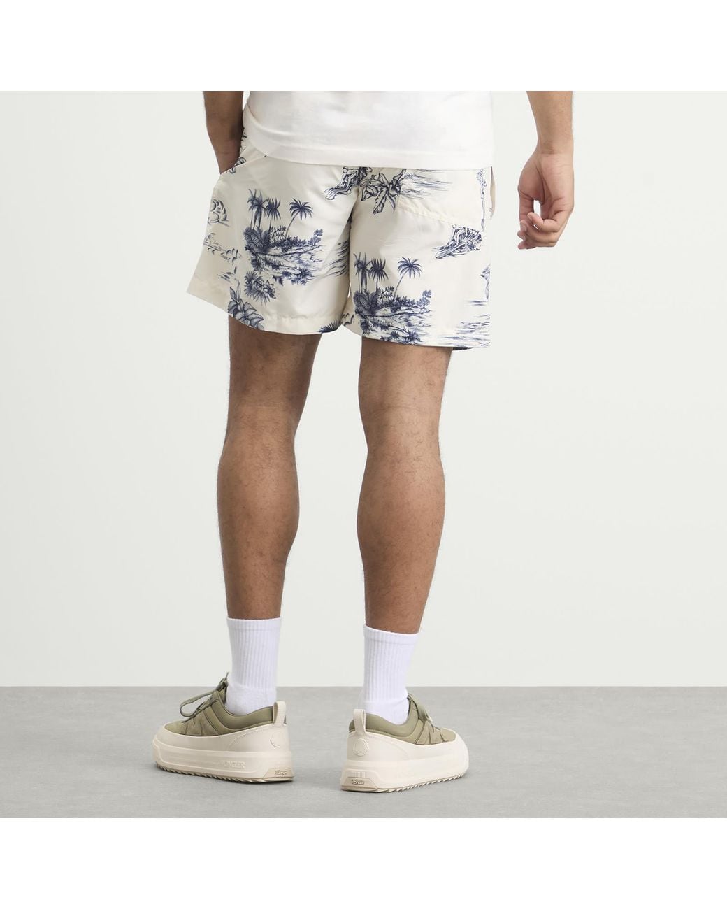 Moncler Blue Hawaiian Print Swim Shorts for men