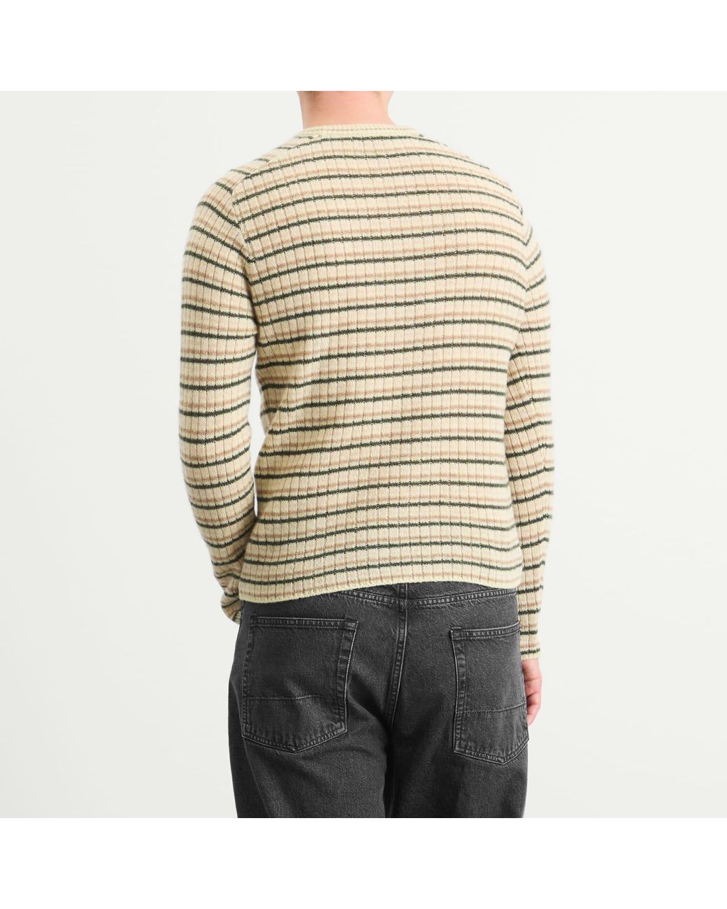 AURALEE Shetland Wool Cashmere Rib Knit P/O in Yellow for Men | Lyst