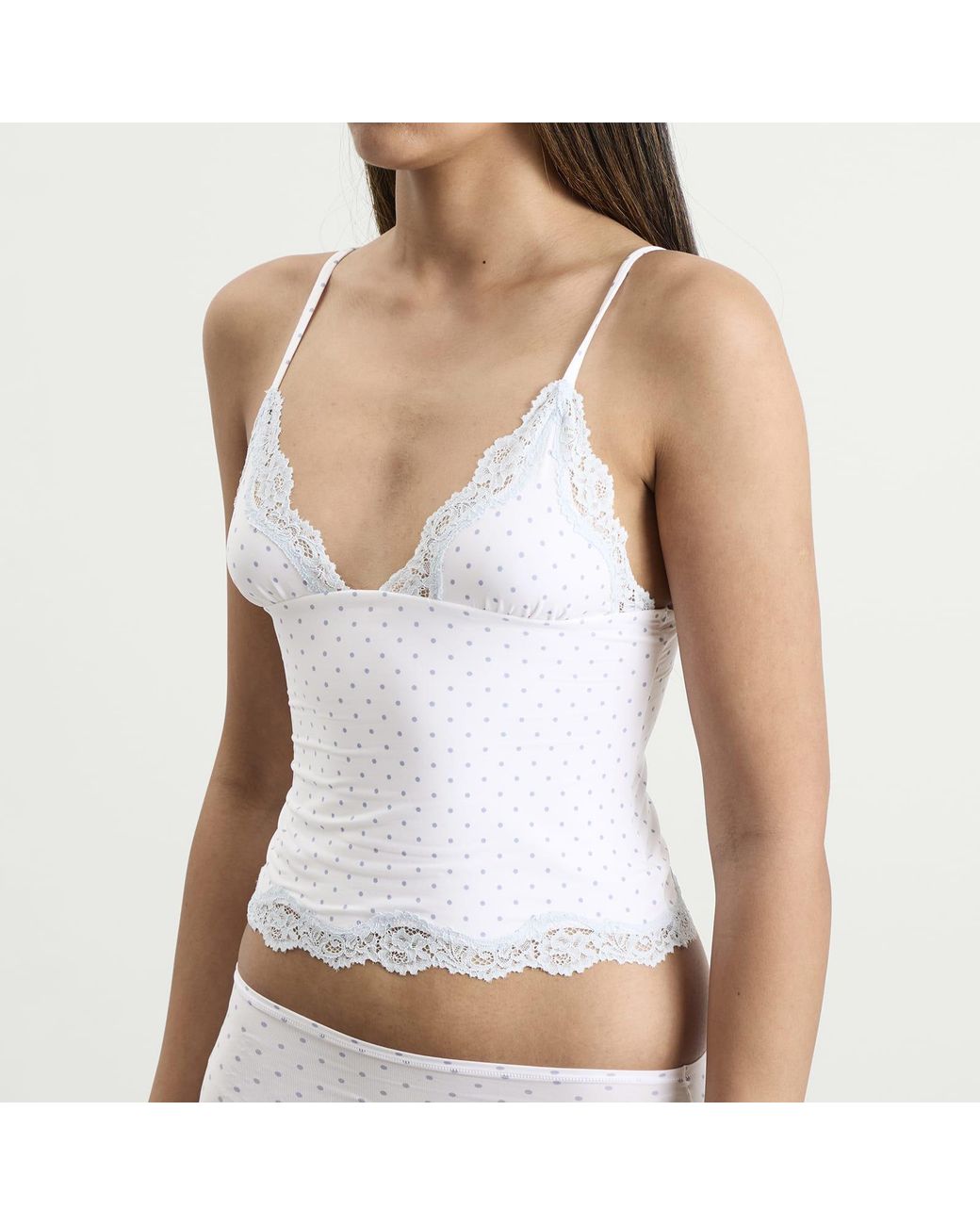 Skims White Fits Everybody Lace Triange Cami & Boyshort Set