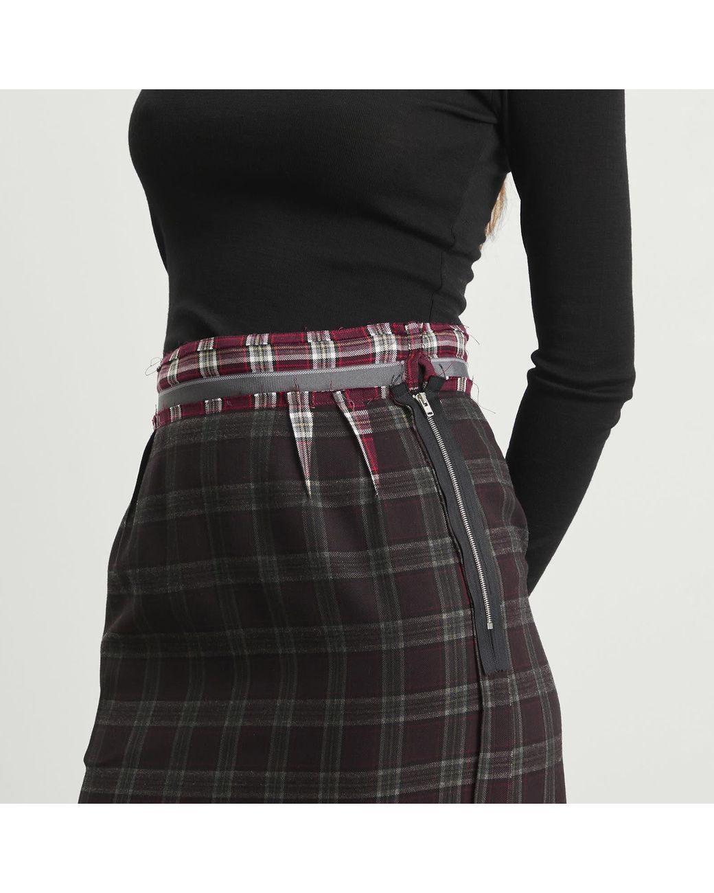 Maison Margiela Black Check Midi Skirt