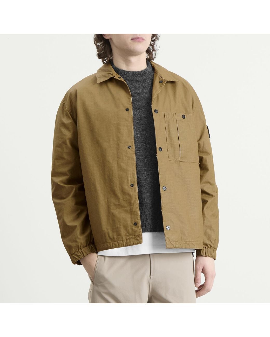 Stone Island Green Double Coated Cotton Ripstop Shirt Jacket for men