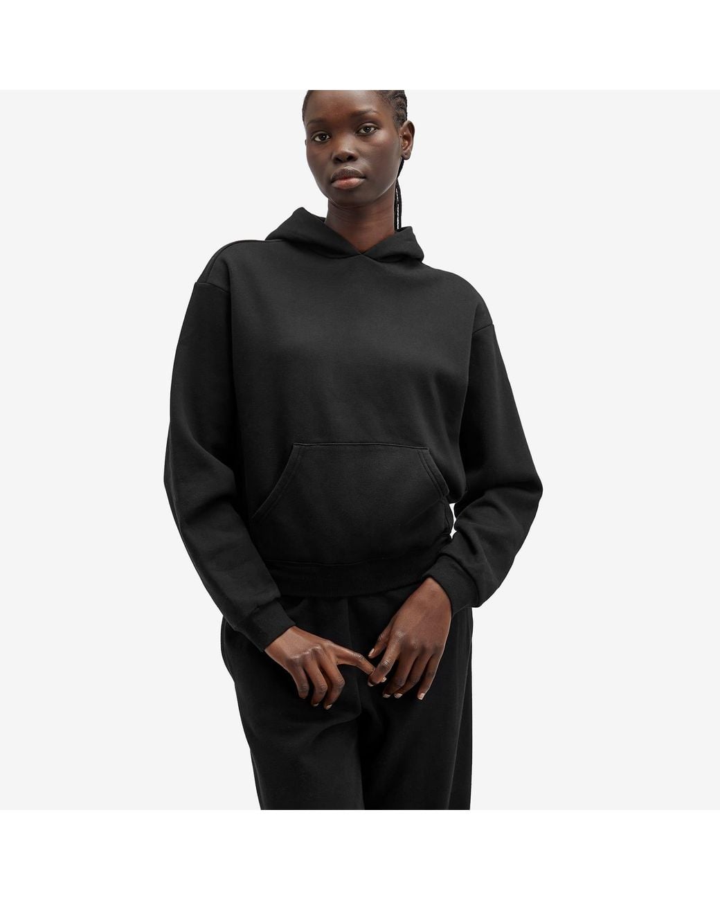 Skims Black Cotton Fleece Pullover Hoodie