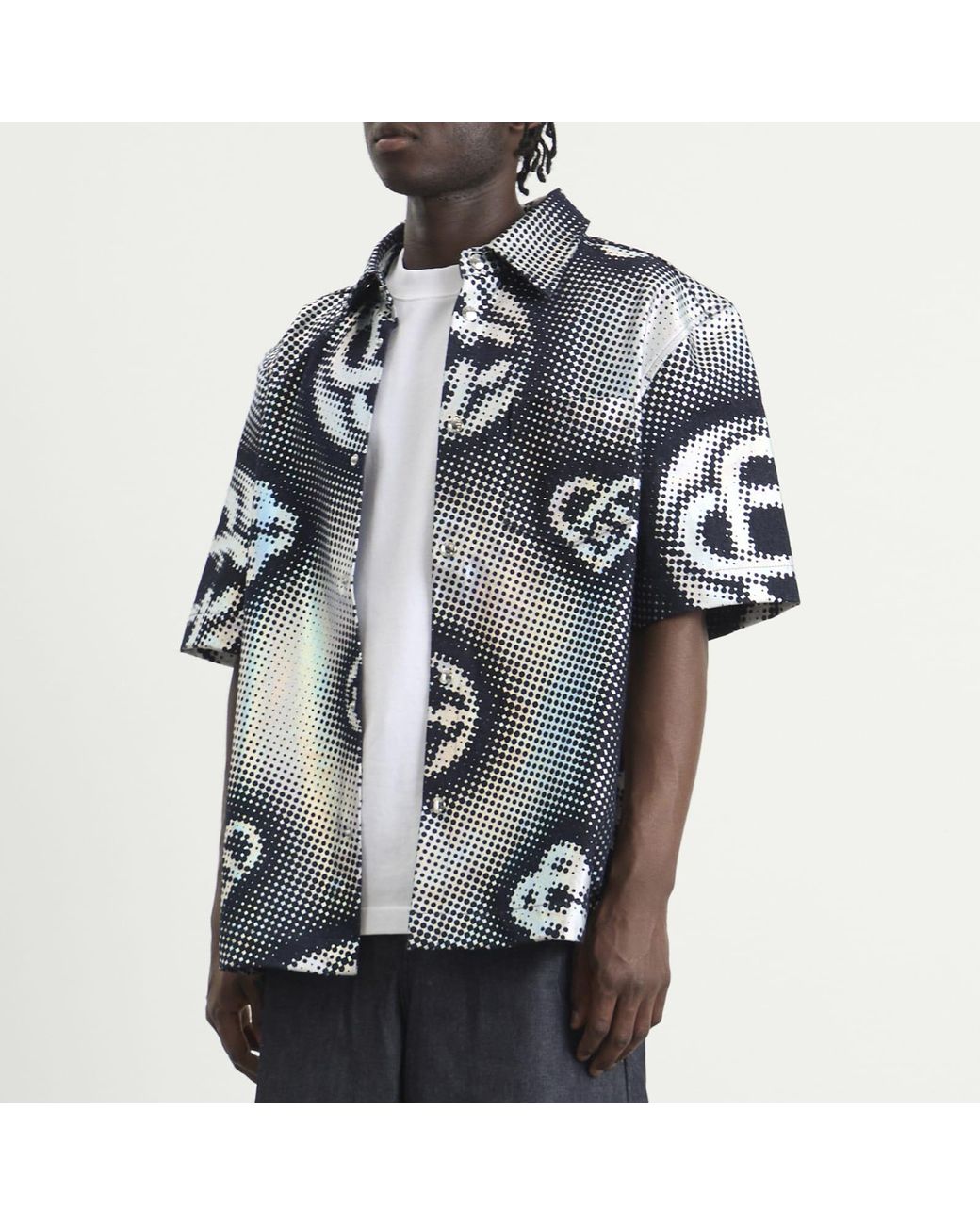 Casablanca Black Pearlescent Monogram Denim Shirt for men