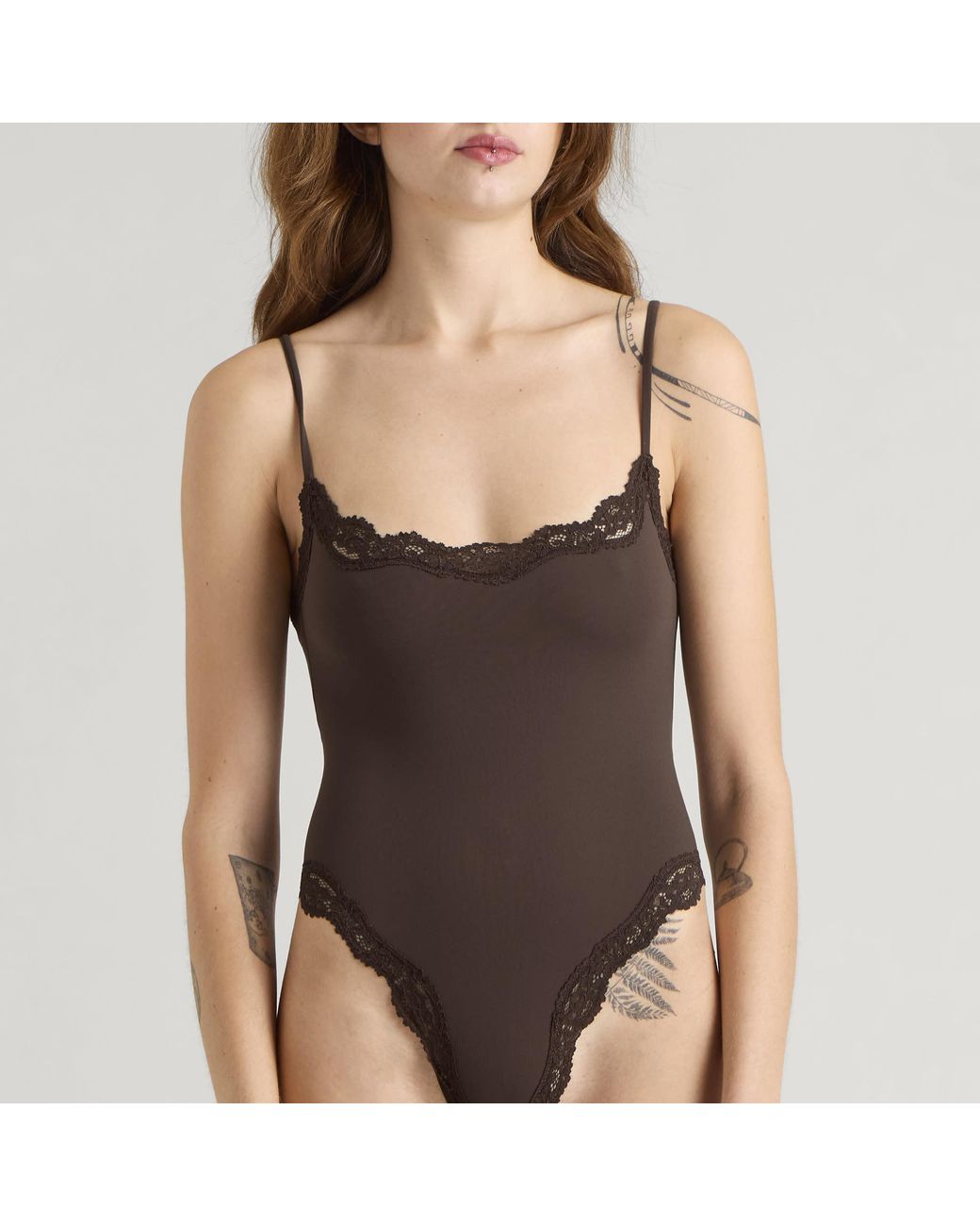 Skims Brown Fits Everybody Lace Cami Bodysuit