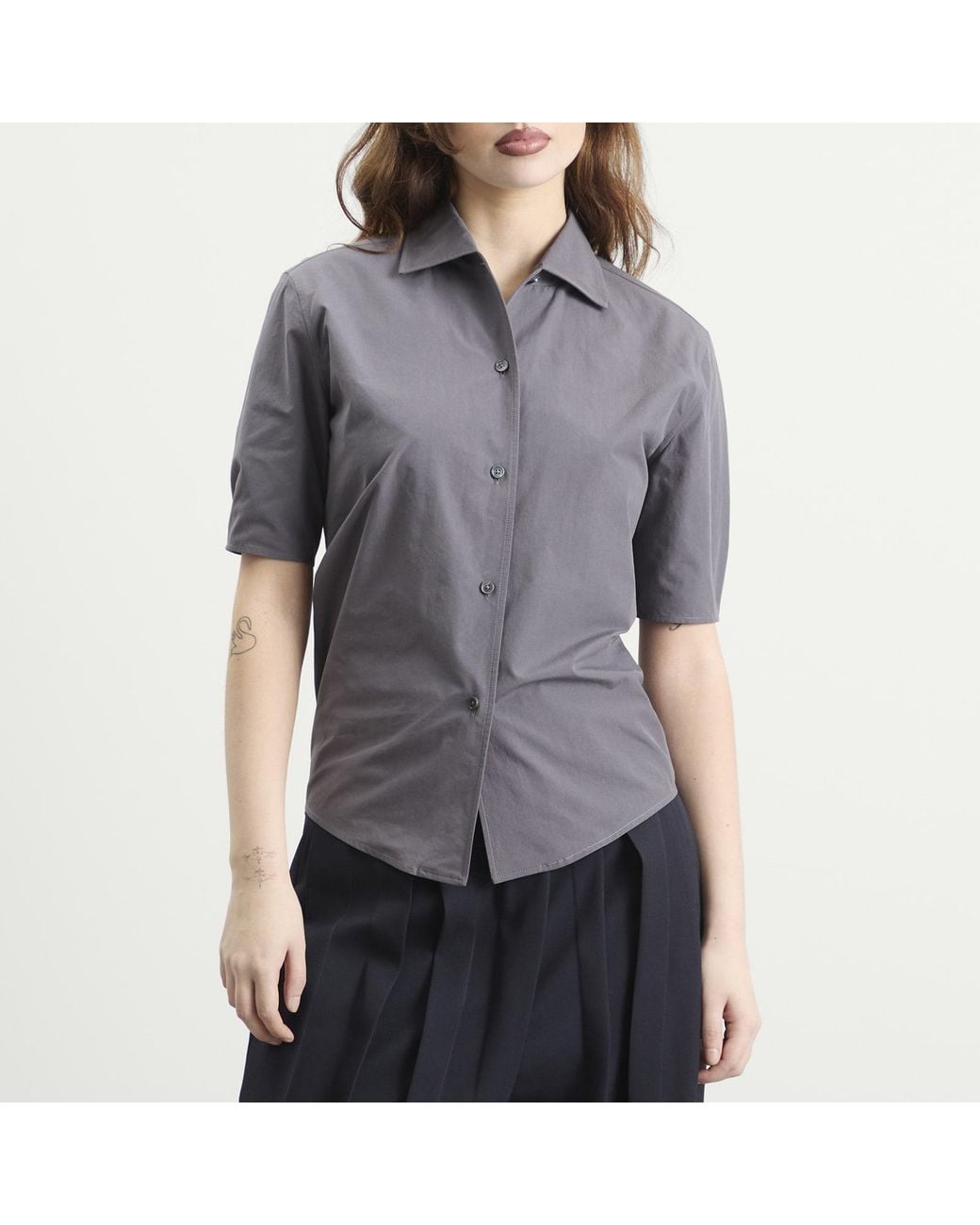 Jil Sander Gray Short Sleeve Boxy Shirt