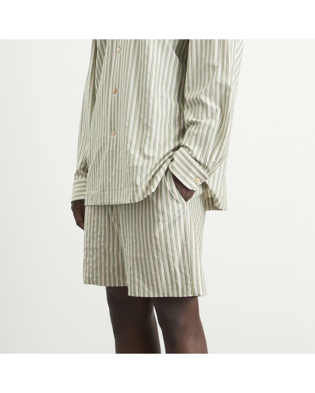 Homme Plissé Issey Miyake Green Stripe Short for men