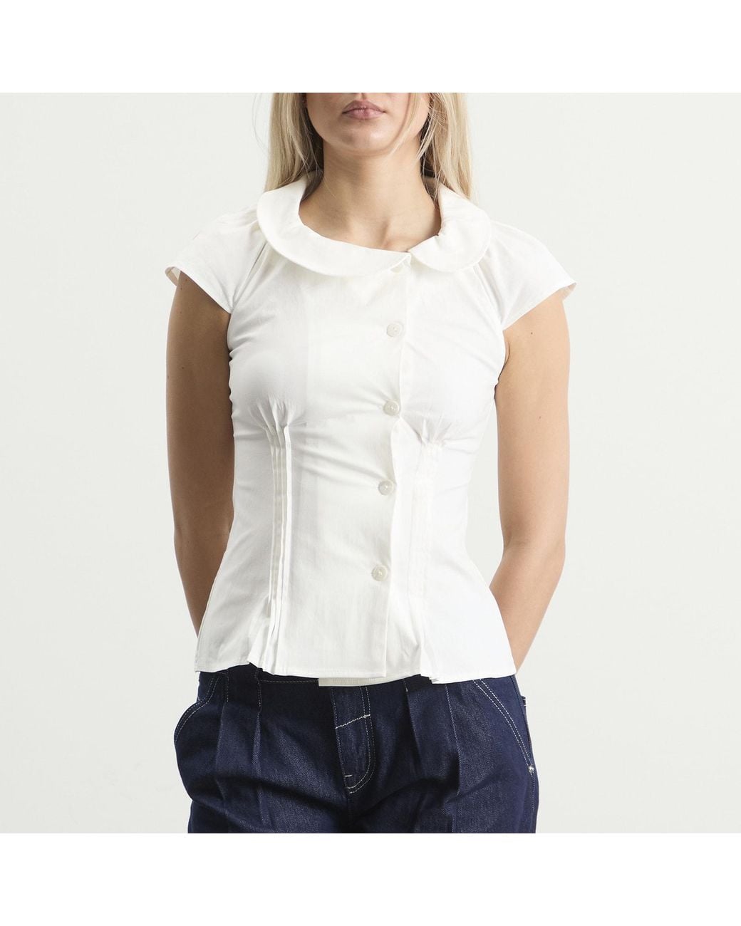 Peachy Den White Missy Asymmetric Blouse