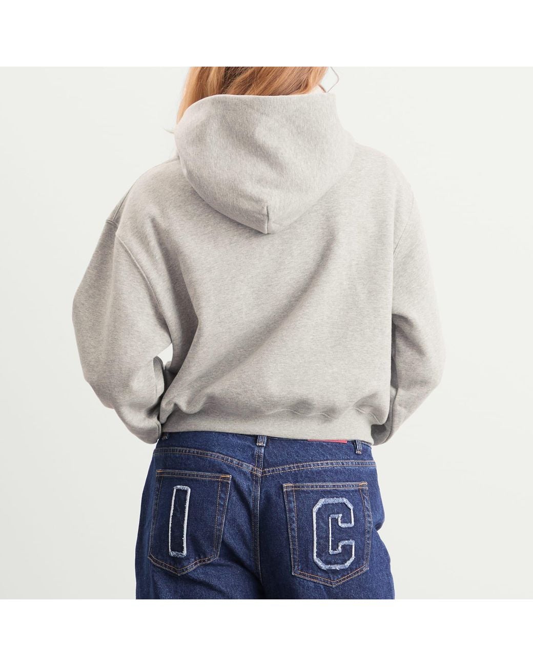 ICECREAM Gray College Cropped Popover Hoodie
