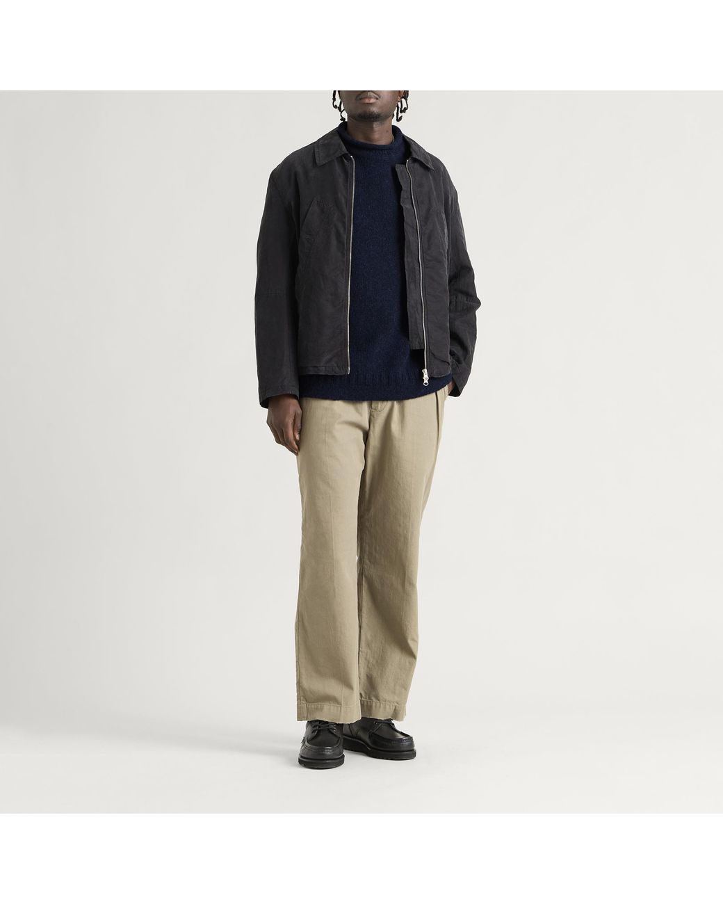 Pittari Blue Seti Heritage Lambswool Roll Collar Jumper for men